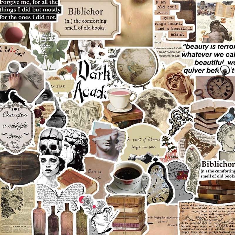 10/30/50PCS Vintage Dark Collage PVC Sticky Sticker Aesthetic Stationery DIY Decoration Scrapbooking School Supplies