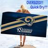 Los Angeles Rams Print Beach Towel, Large Soft Quick Dry Towel for Beach Camping Swimming