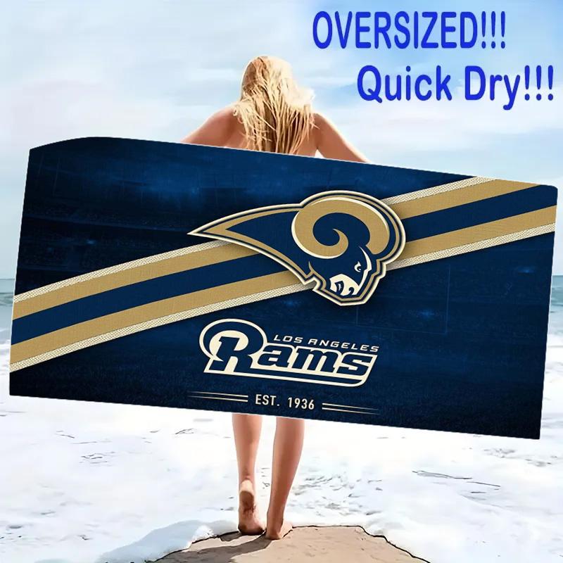 Los Angeles Rams Print Beach Towel, Large Soft Quick Dry Towel for Beach Camping Swimming