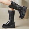 GKTINOO 2025 Retro Natural Leather Women Boots Handmade Winter Wedges Booties Soft Cowhide Women's Shoes Platform Mid-Calf Boots