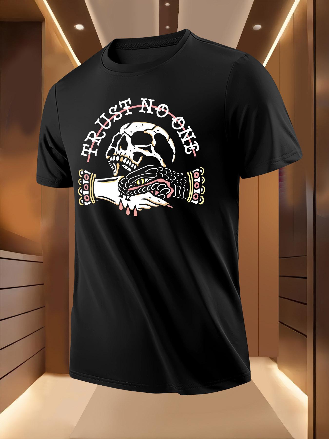 Short Sleeve Graphic Tshirt - Skull Peace Sign Print with... L