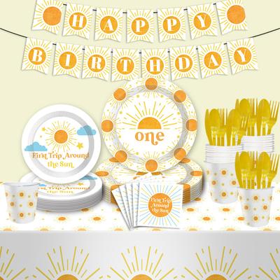 Sun Birthday Party Theme Tableware Disposable Paper Plate Paper Cup Paper Towel Baby Shower Party Decoration Set