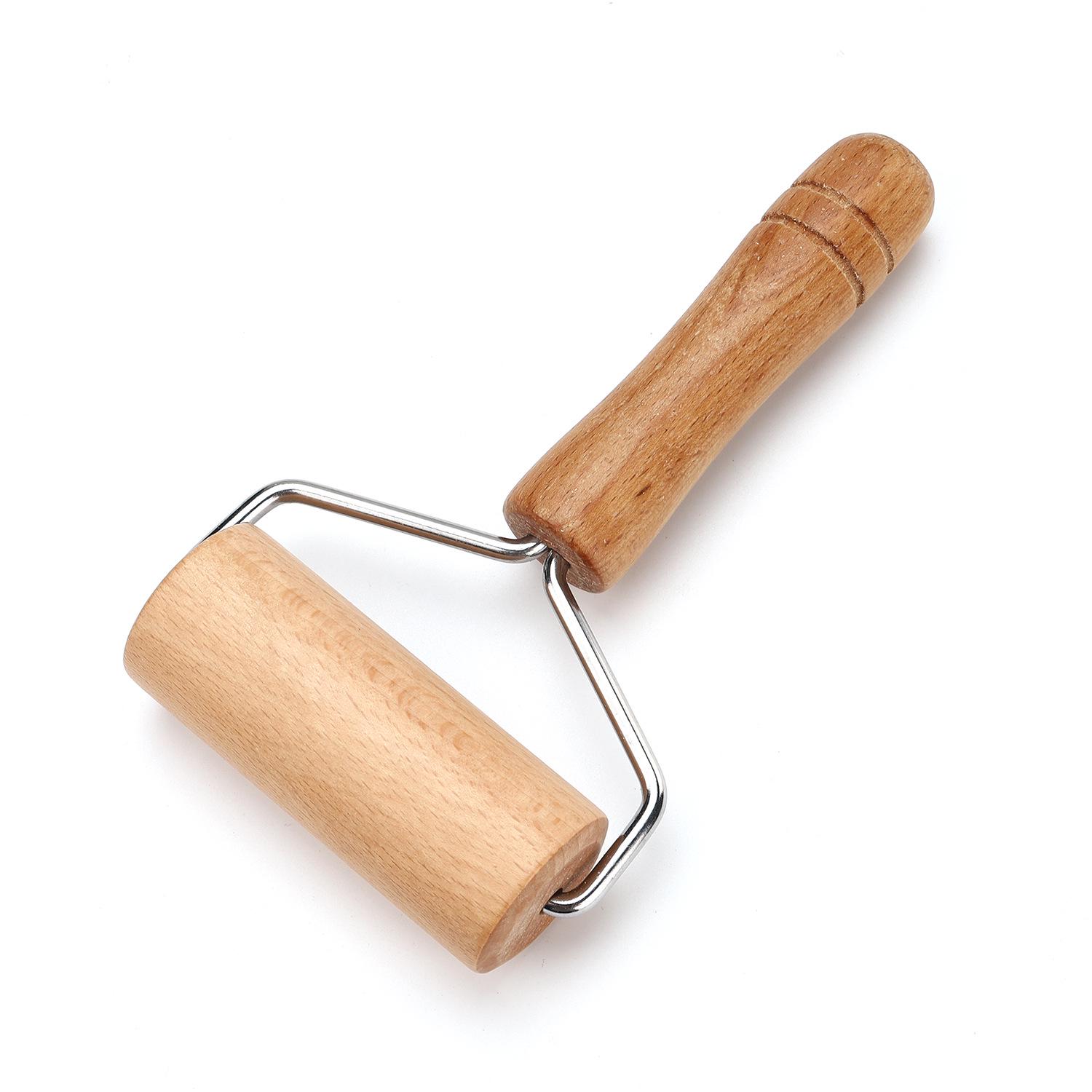 

Буковий Дерев яний Двоголовий Качалка з Суцільною Дерев яною Ручкою для Тіста на Вареники та Випічки Rolling Pin A білий/слонова кістка