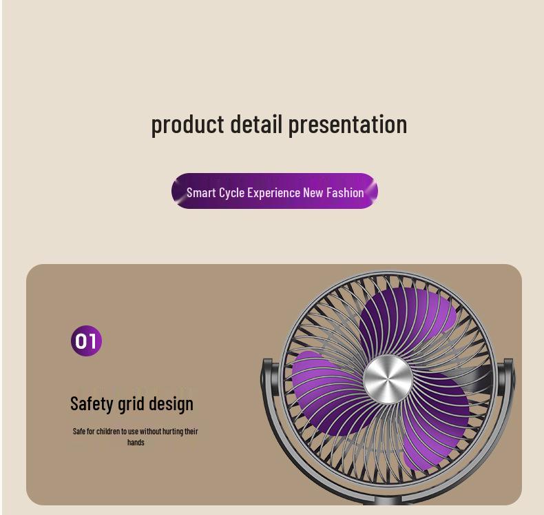 Adjustable Dual-Head Fan with Light for Home and Travel