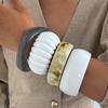 Design Sense Marble Texture Acrylic Wide Bracelet, Exaggerated Irregular Smudge Resin Bracelet