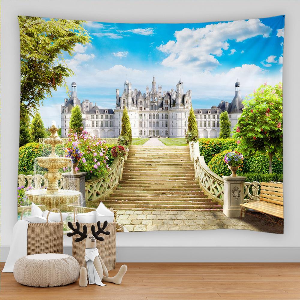 

Архітектурний декор саду в європейському стилі настінний приморський пляжний пейзаж гобелен настінне покриття пляжний килимок прикраса дому 230X180CM