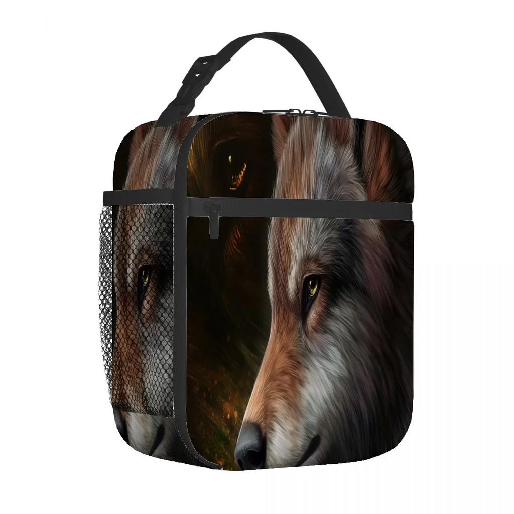 Wolf Angry Animal Lunch Bag Portable Aluminum Foil Thickened Insulated Lunch-Bag Gift Waterproof Lunchs Tote Bags