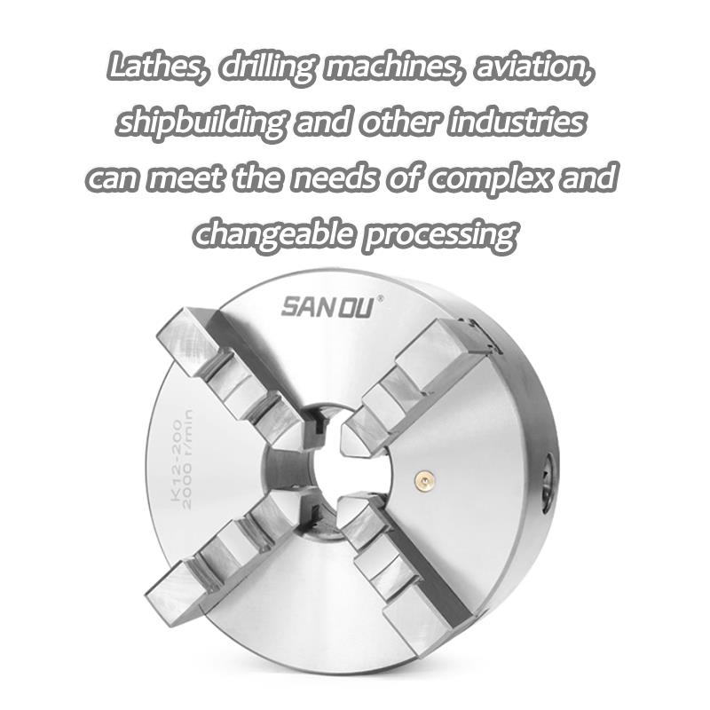 4-Jaw K12-80/100/125/130/160/200/250mm Self-Centering Linkage Lathe Chuck with Chuck Wrench for CNC Rounter Engraving Milling Tire Chucks 1
