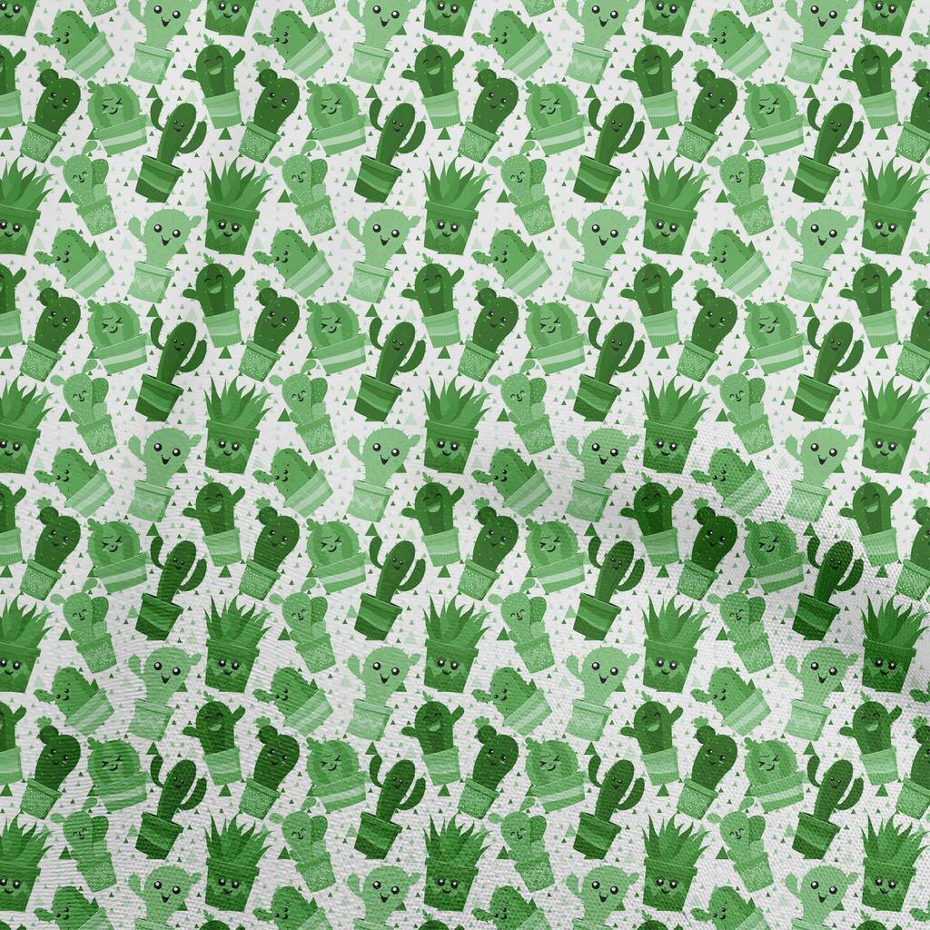 oneOone Baumwoll-Flex Staubiges Türkisgrünes Gewebe Asiatischer Kawaii Kaktus Mit Geometrischem Stoff Zum Nähen Gedruckter Bastelstoff Pro Meter 40 Zoll