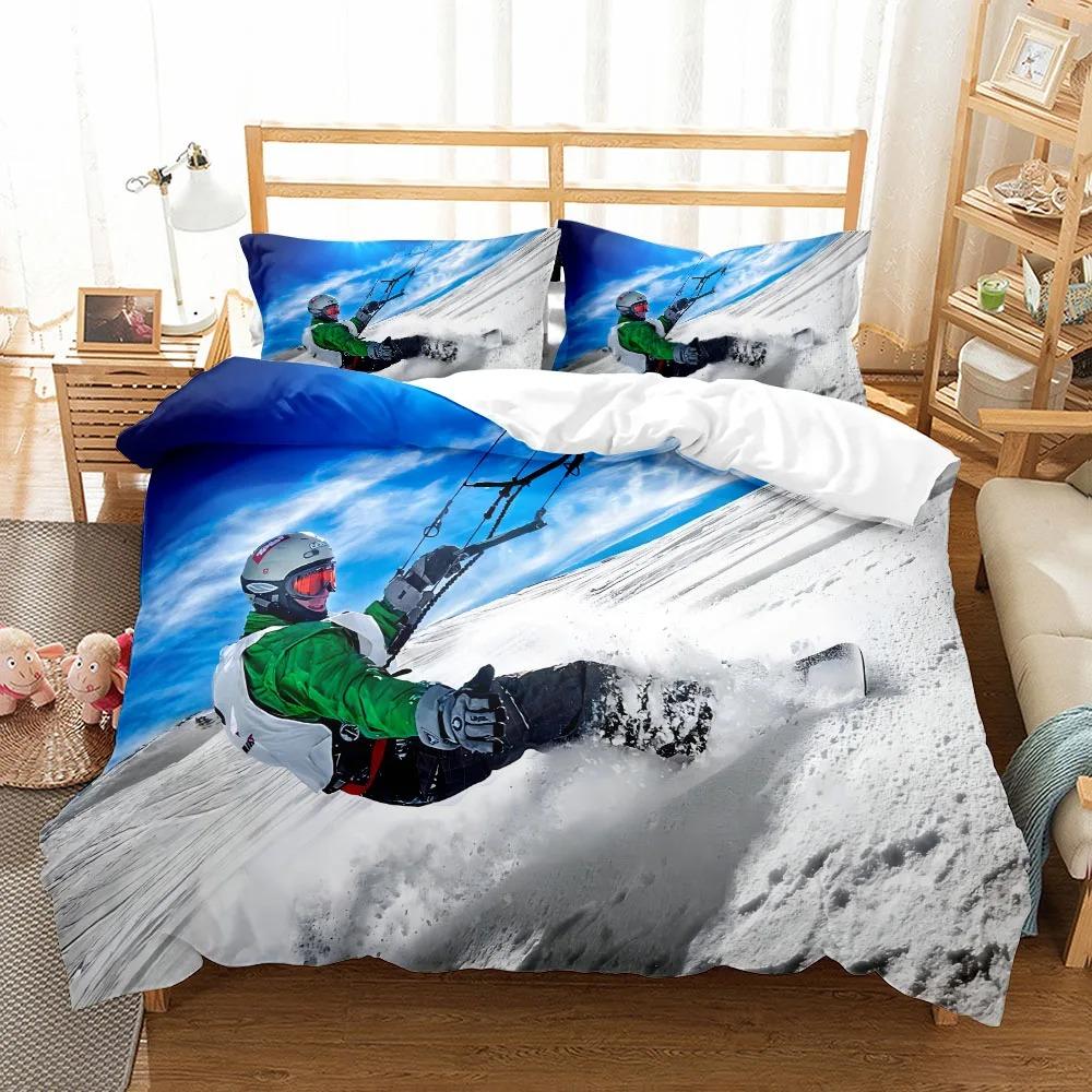 Mountain Ski Extreme Duvet Cover Set UK Single Double Queen US Twin Full King Size Pkm Bed Linen Set