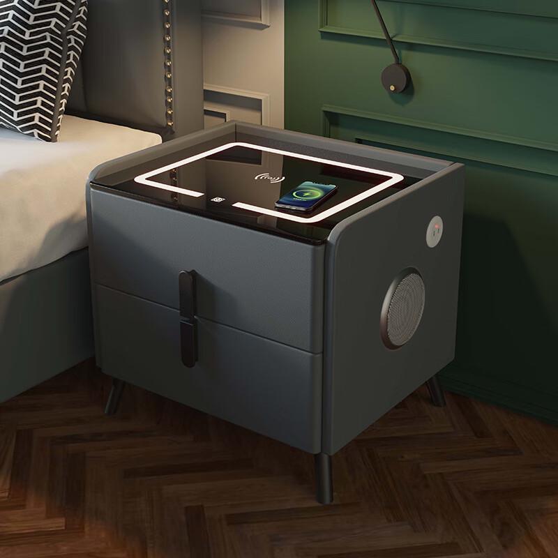 Smart Bedside Nightstand with LED & Wireless Charging