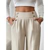 Pantaloni Eleganti da Donna a Vita Alta con Gamba Larga Comodi Casual o da Ufficio, Pantaloni dalla Vestibilità Rilassata