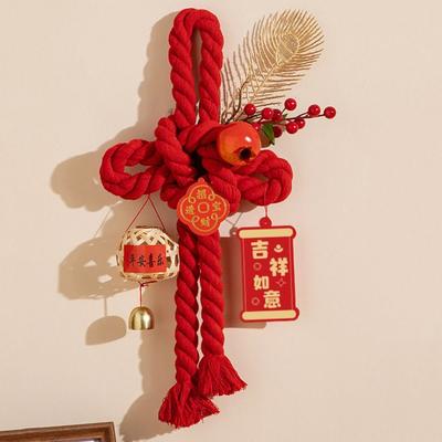 Cotton Chinese Knot Pendant Good Luck Decorative Spring Festival Pendant with Bell Lucky Charm New Year Decoration Living Room