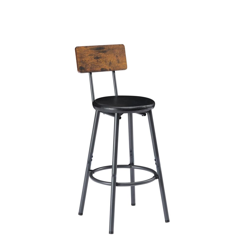 Long Bar Table with 3 Padded PU Bar Stools, Industrial Bar Table for the Kitchen, Breakfast Room, Living Room, Banquet Hall, Rustic Brown and Black