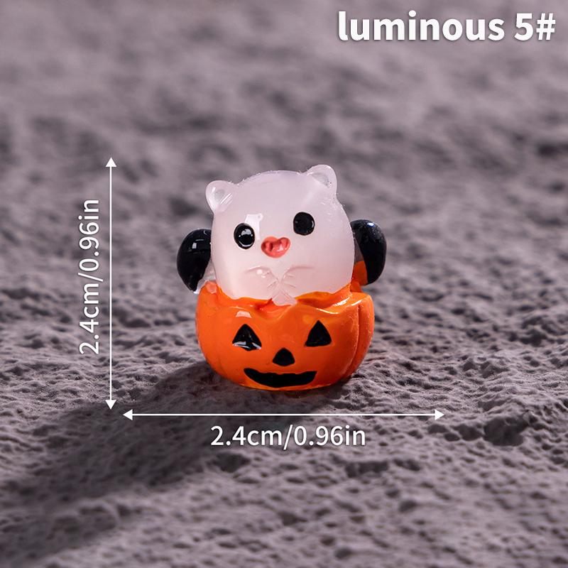 

Милые миниатюрные фигурки из микропейзажа на Хэллоуин, поделки из смолы, мини-украшения для сада фей, милые украшения в виде тыквы-призрака