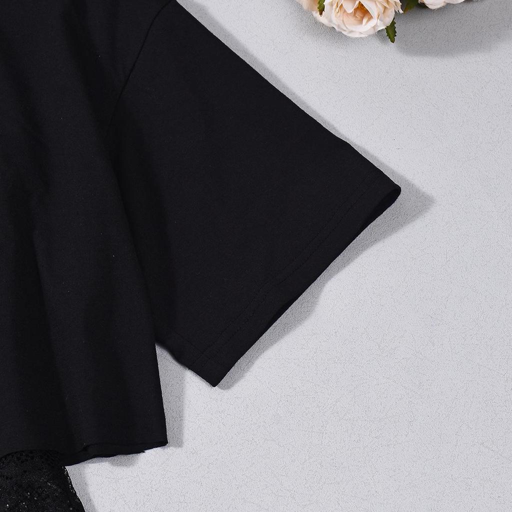 Autumn 2025 European & American Loose Cropped Elastic Round Neck Women's Two-Piece Top