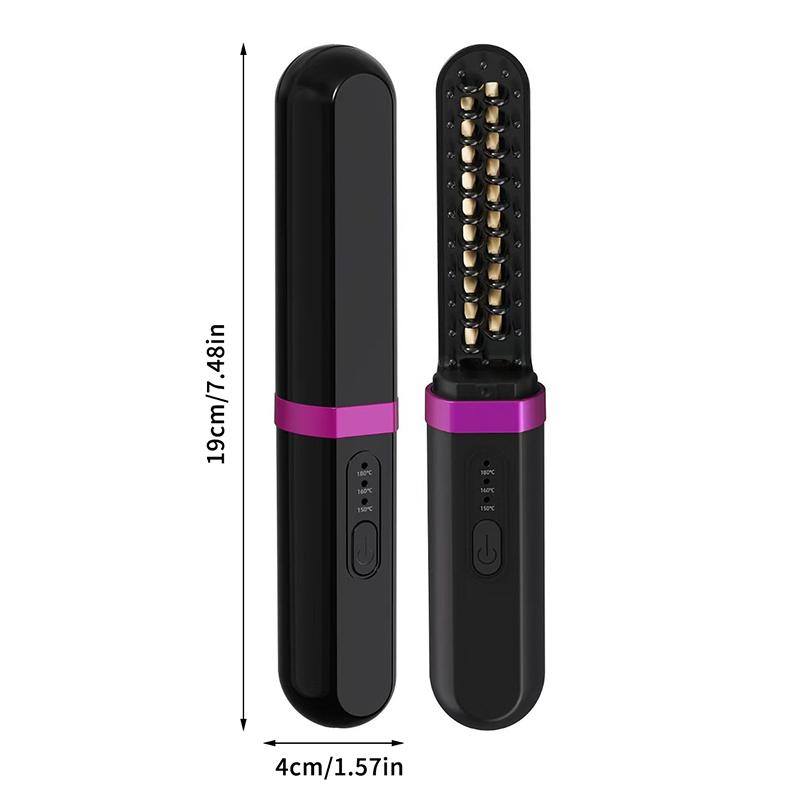 Pettine Elettrico Portatile Multifunzione Piastra Lisciante per Capelli Pettine Ricarica USB Strumento per lo Styling Anti-scottatura