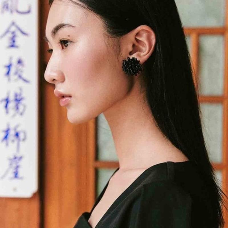

GANISONG Bridal Pearl Snowflake Earrings_black S