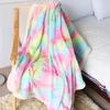 Soft Rainbow Plush Faux Fur Throws Bed Blankets Soft Cozy Warm Fluffy Comfortable Blankets