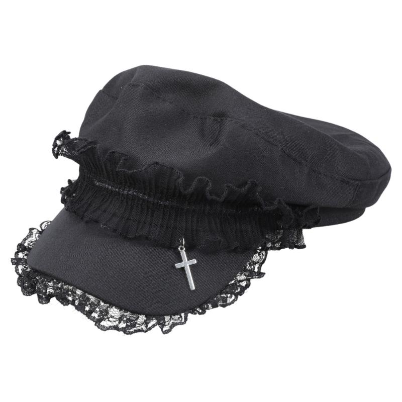 

Newsboys Beret Hat for Women Breathable Cabbie Hat Girl Lace Hat Crucifix Painter Hat Headwear 1