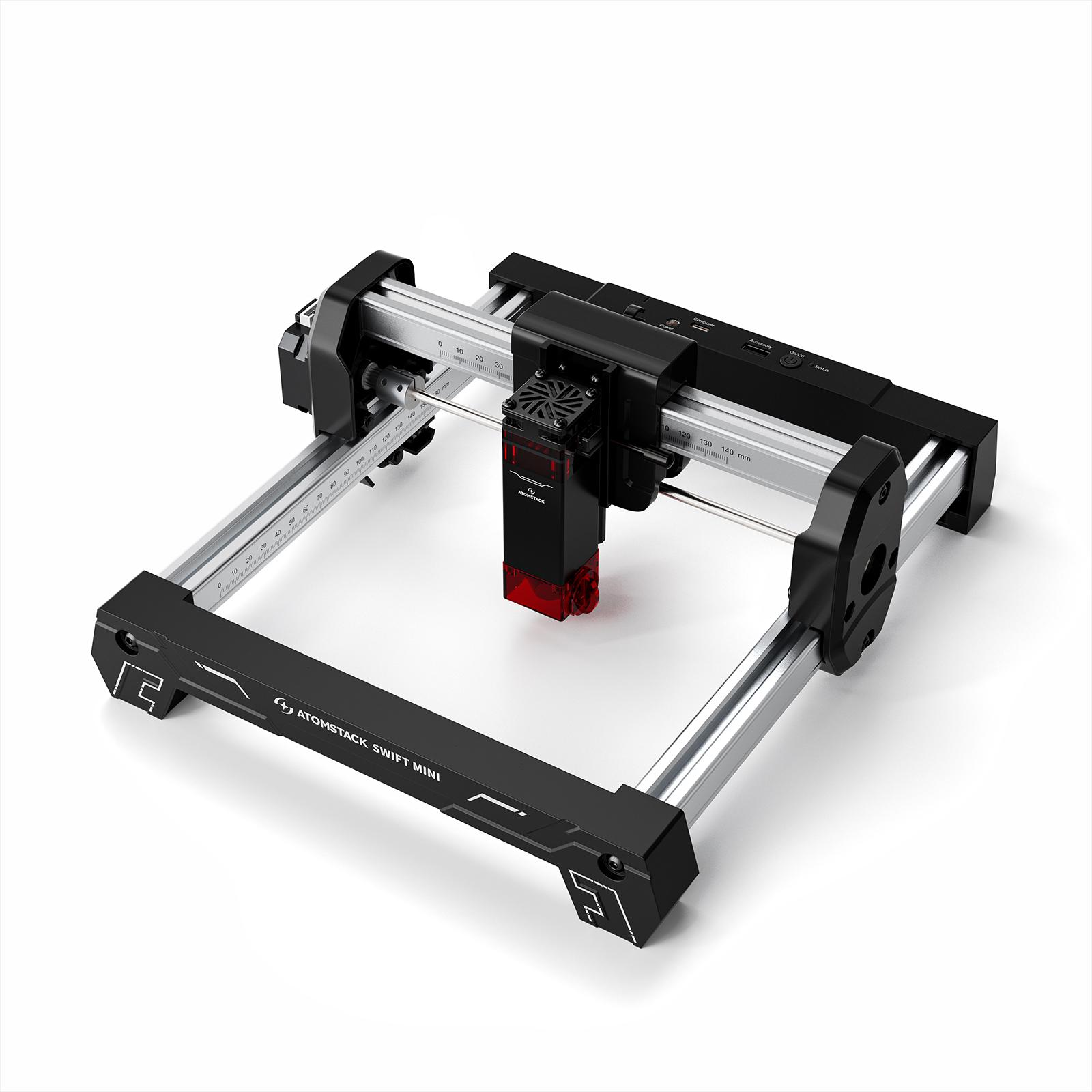 Macchina per Incisione Laser ATOMSTACK Swift Mini 3W, Area di Incisione 135×145mm, Punto Laser 0,04*0,04mm, Precisione di Posizionamento 0,1 mm nero