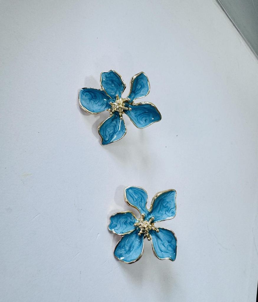 Chinese Style 2024 Drip Glaze Flower Petal Stud Earrings - Exaggerated Niche Design for Luxurious Elegance