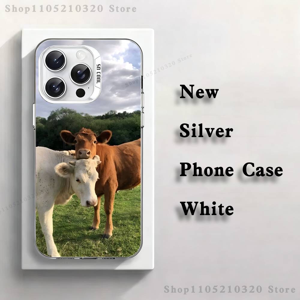

Lovely Cute Cow Cows OX Phone Case For iPhone 17,16,15,14,13,12,11,Mini,Pro,E,MAX White Matte Silicone Whtie Cover iPhone13PRO