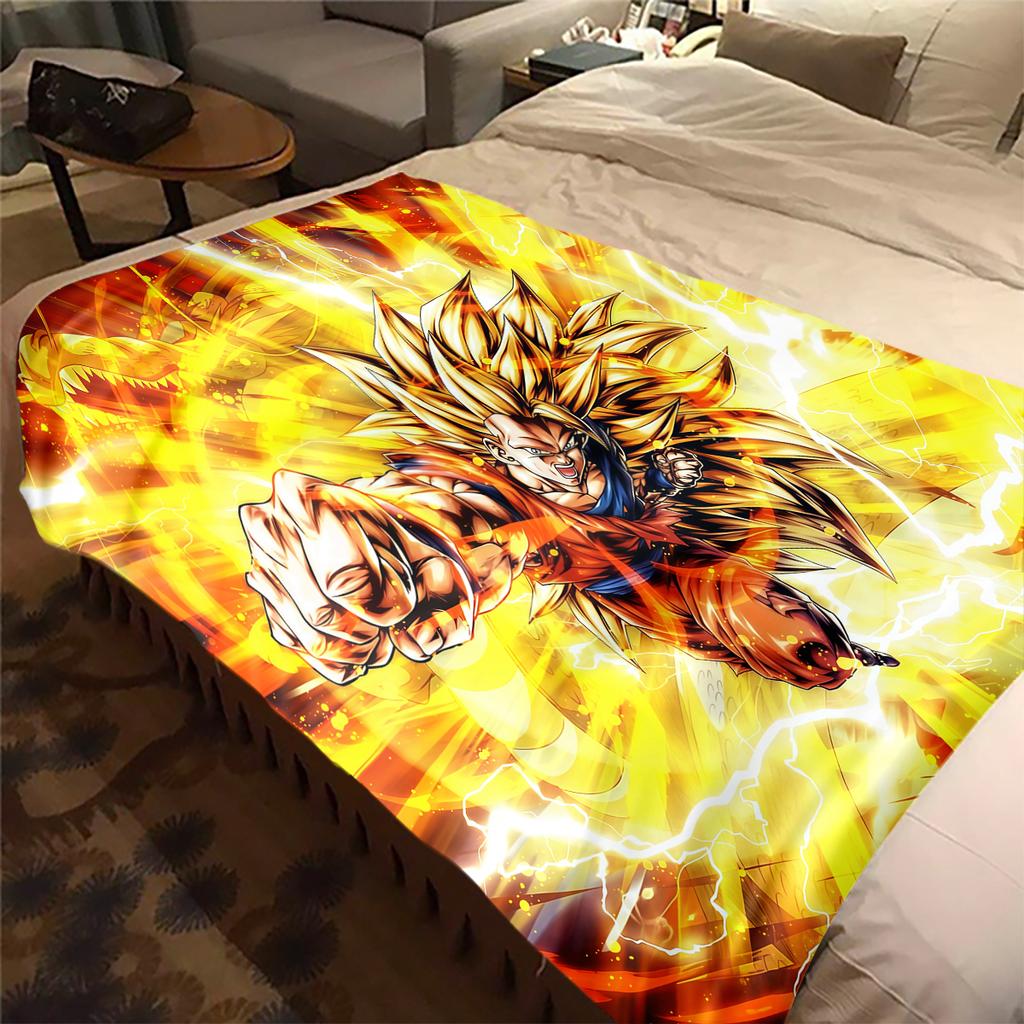 1 Stück Son Goku Druck Flanelldecke, Hohe Qualität für alle Jahreszeiten, Heimdekoration, Wärme und Komfort, Perfekt für Weihnachtsgeschenke