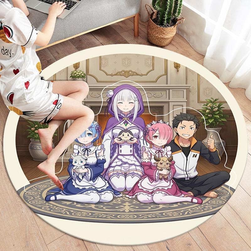 Re Zero Round Area Rug Carpet Rug For Living Room Bedroom Sofa Playroom Decor Nonslip Floor Mat