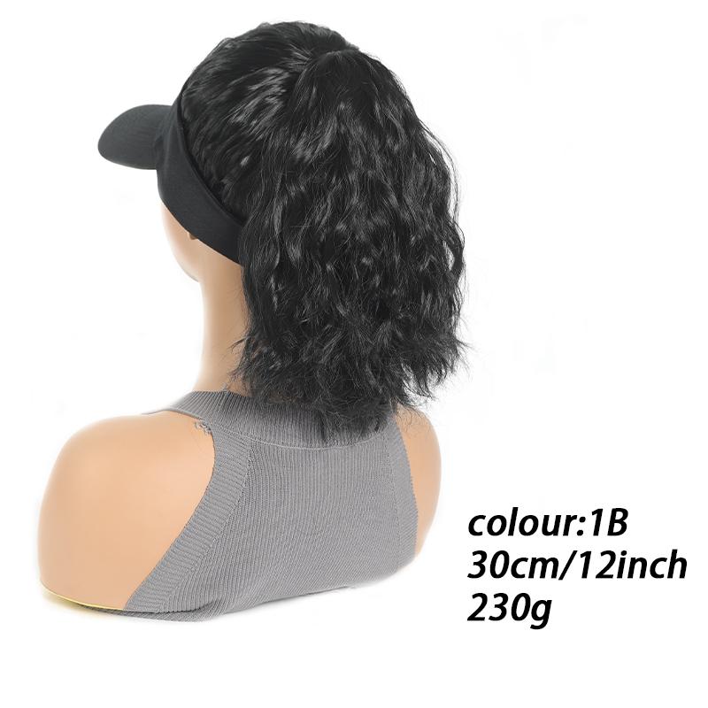 Adjustable Hat Wig with Curly Hair and Ponytail - a Combination of Sporty and Fashionable Synthetic Hat Wigs