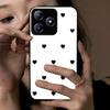 Black Heart Pattern Phone Case for realme C65s C63 C61 Note 60x 60 Acrylic Back TPU Bumper Shockproof Protective Cover, Minimalist Korean Style