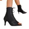 Girls Latin Dance Shoes Women High-Top Sandals Dance Hall Shoes Ladies Fashion Sexy High-Heeled Black Lace-Up Sandals 7cm 9cm