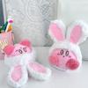 Entzückender Plüschpuppen-Autoanhänger für Mädchen mit niedlichem Hasenkopf, abnehmbarer Schlüsselanhänger