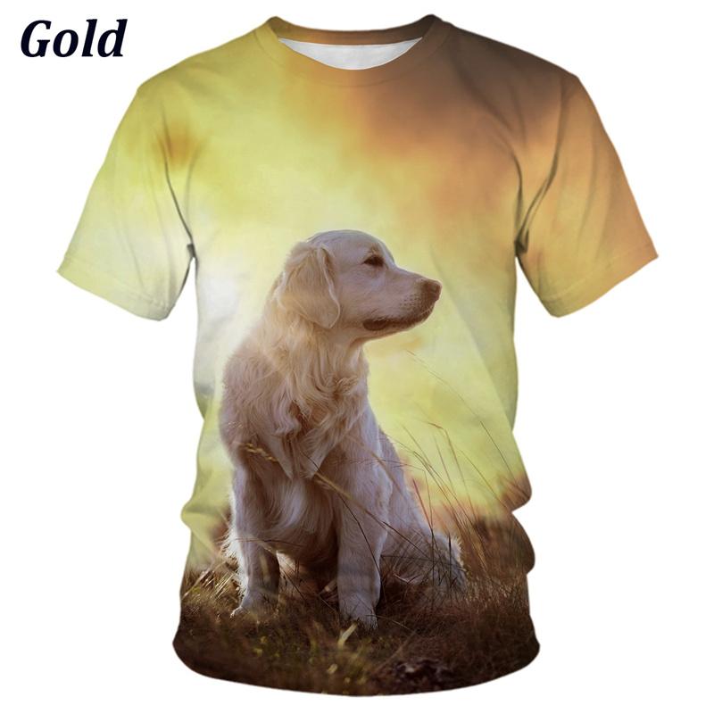 New Summer 3D Cute Animal Golden Retriever Printing T Shirt Children Fashion Harajuku Short Sleeves Funny