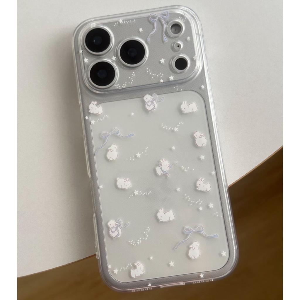ins small fresh bow rabbit suitable for Apple 17Promax mobile phone case IP16 large window 15/14 cute