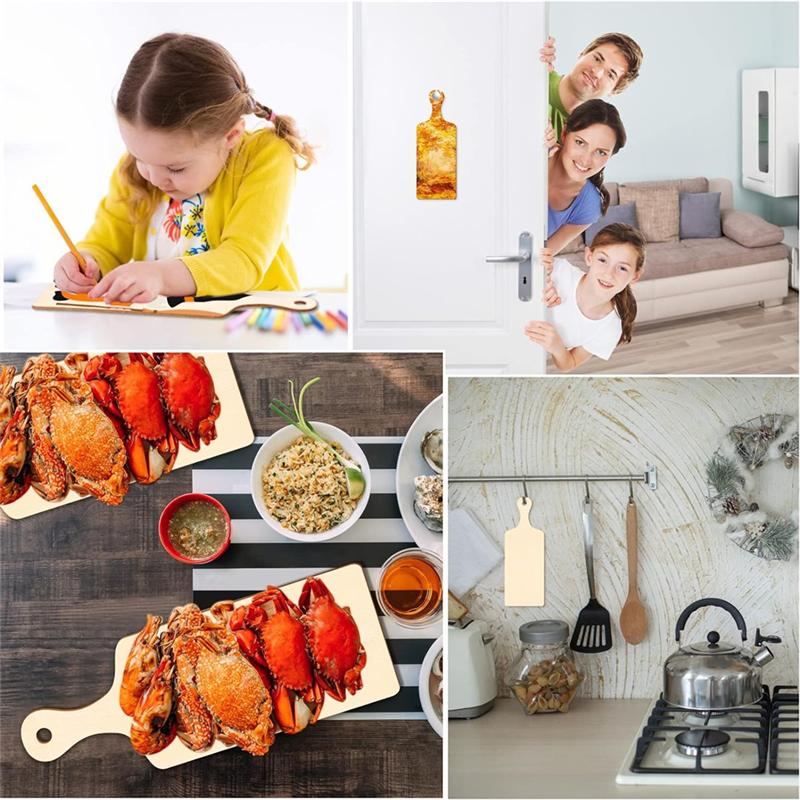 ABWR-24 Pcs Wooden Mini Cutting Board With Handle Unfinished Craft Mini Charcuterie Boards Paddle Blank Small Chopping Board
