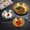 1 Pcs Thickened New Stainless Steel Disc Golden Cafe Tray Dining Disc Fruit Meat Dessert High Quality Round Plate Shallow Tray