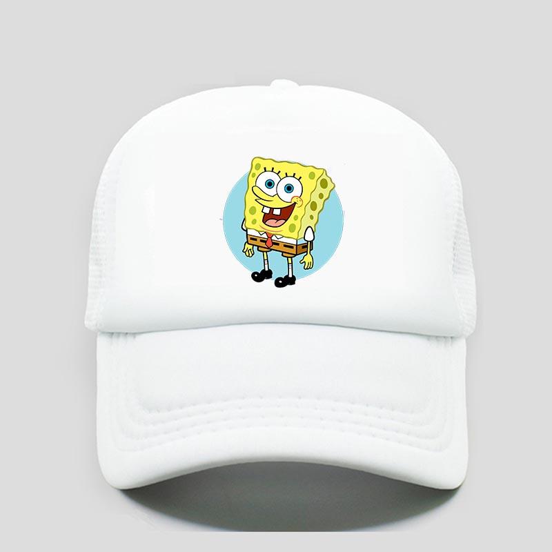 

Fashion Cute SpongeBobs Print Baseball Cap Cartoon Men Women Summer Sun Mesh Hat Anime Adjustbale Sunshade Golf Cap Trucker Hat білий