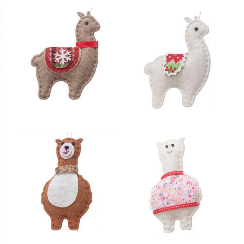 

4pcs/set Decorative Alpaca Christmas Tree Pendant Mini Xmas Tree Hanging Pendants New Year 4pcs/set