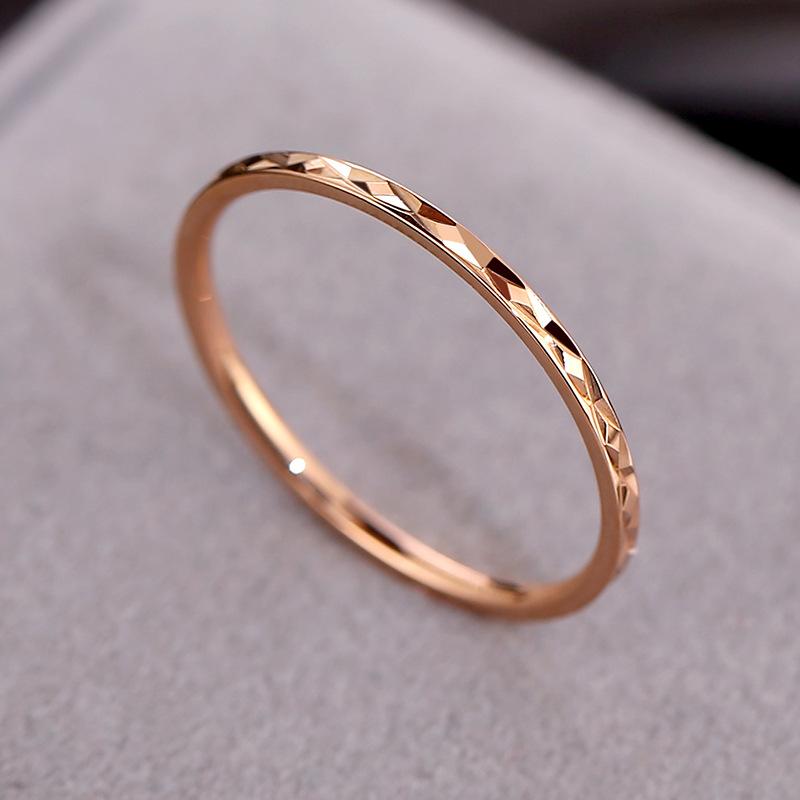 Minimalist Titanium Steel Ring Diamond Cut Stainless Steel Couple Ring Fashion Jewelry