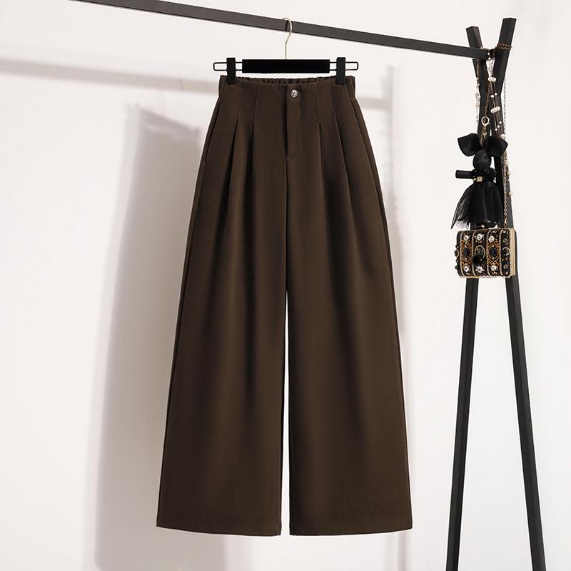 

DIMANAF 2025 Осень Зима Женские Брюки Большого Размера Новая Мода Женские Длинные Брюки Оверсайз Свободные Штаны Толстые 5XL коричневый