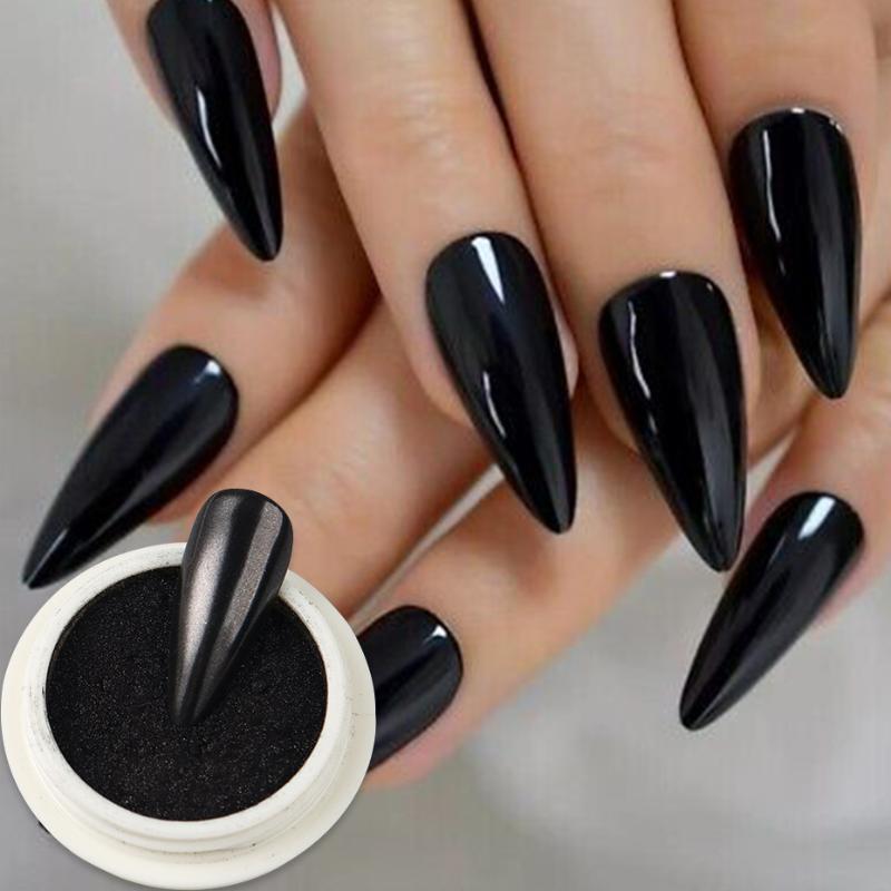 Magic Mirror Black Chrome Nail Powder Metallic Rubbing Glitter Pigment 1 Box for Professional Nail Art Design Use