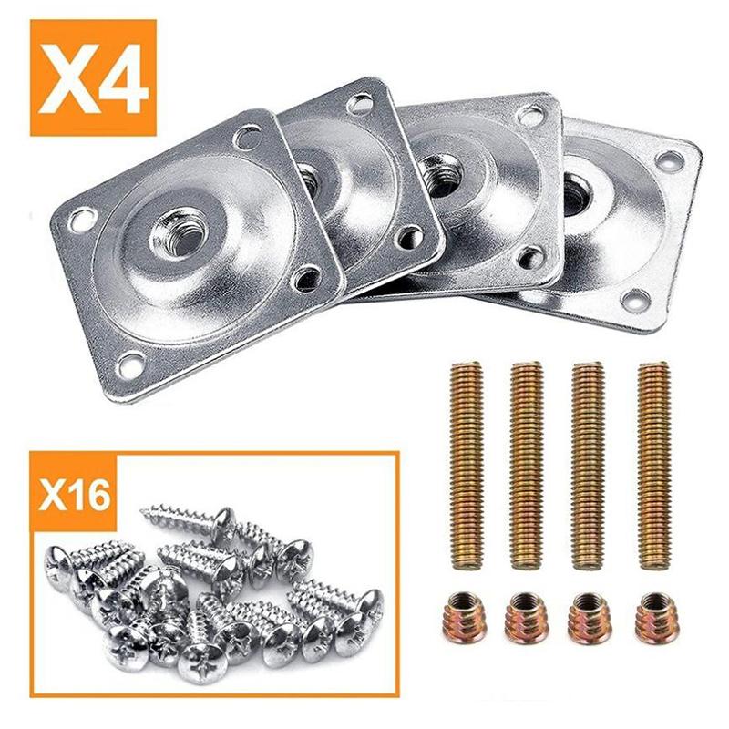 Furniture Leg Mounting Plates Thick Iron Brackets Connector Kit for Strengthening Tables Beds or Cabinets in DIY Projects