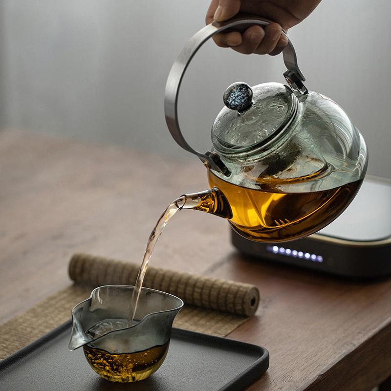 Kung Fu Tea Set Heat Resistant Glass Teapot Steaming and Boiling Dual-use Scald Proof Lifting Beam Tea Pot Glass Kettle