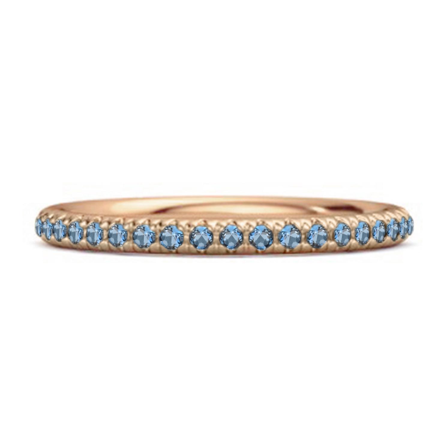

London Blue Topaz Round Eternity Ring - 925 Sterling Silver Rose Gold Vermeil 6.5 Яскраво-рожевий