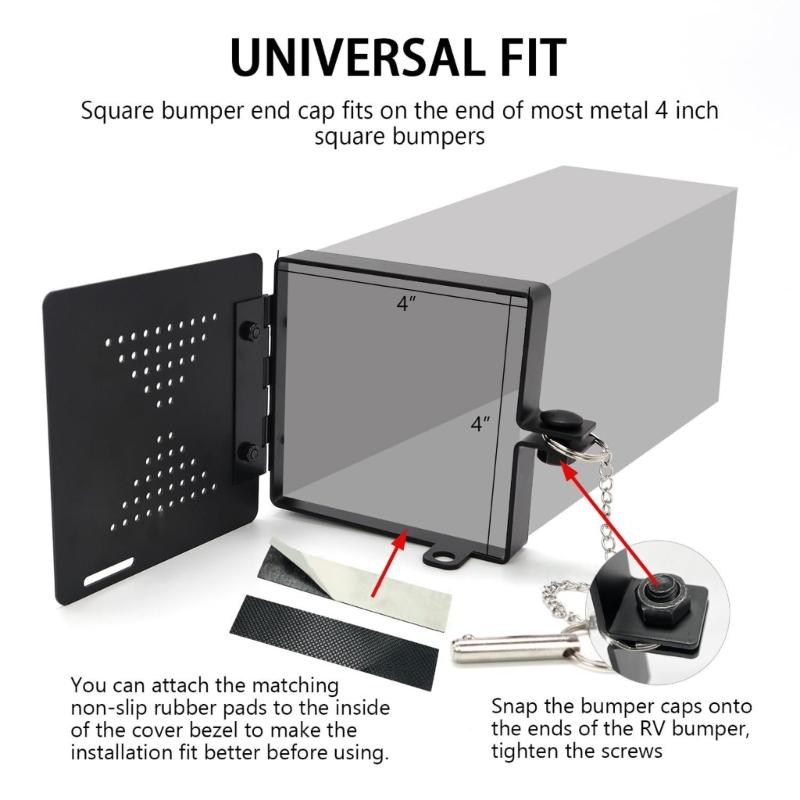 Replacement Accessories Trailer Square Bumper Trim Covers RVs Bumper Caps Cover 4inch RVs Square Bumpers End Caps