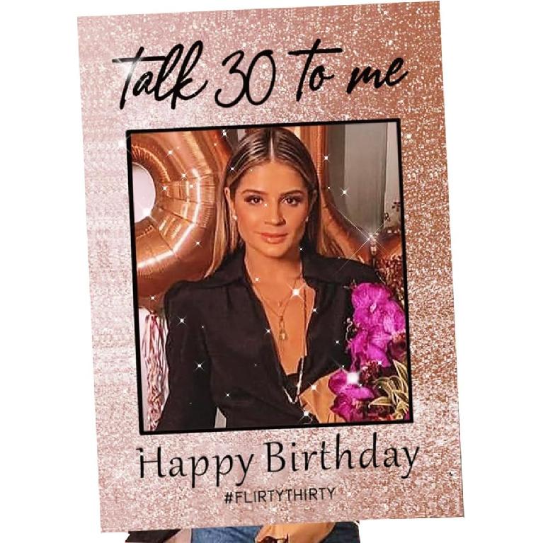 LaVenty Talk 30 to Me Birthday Decoration Talk Thirty to Me Party Photo Booth Props Frame 30th Birthday Decoration Supplies for Her Dirty 30 Birthday