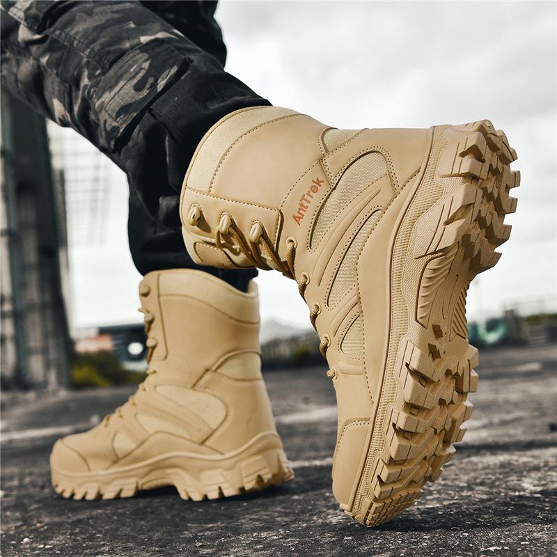 Men's Breathable Non-Slip High-Top Combat Hiking Boots, One Size Available, Adhesive Soles, In Stock