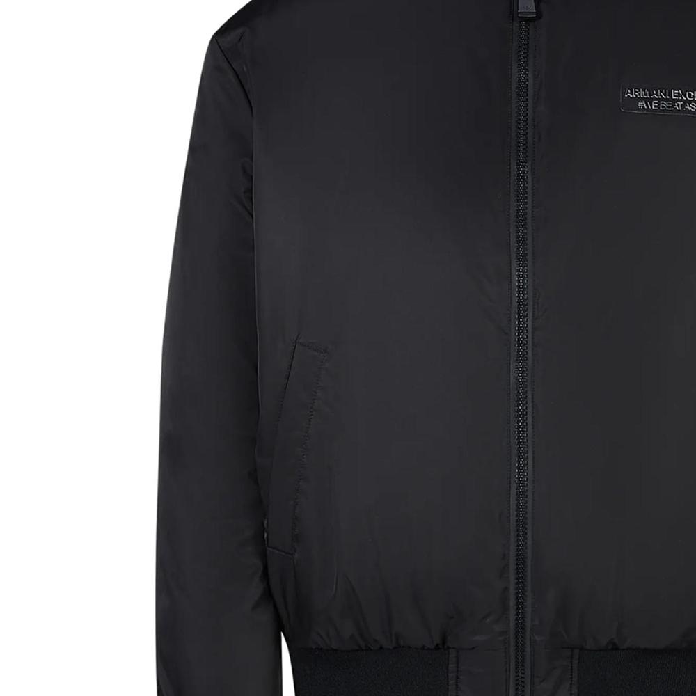 Armani Exchange FW23 Letter Logo Baseball Collar Cotton Jacket Men jackets Black 6RZB12-ZNJ7Z-1200