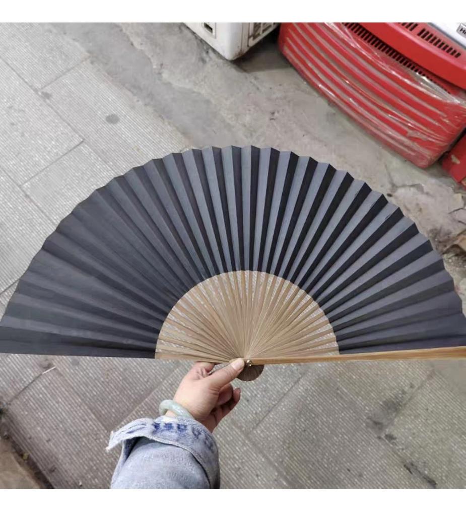 8inch Black Fan 9inch 10inch Chinese Style Folding Fan with Full Bristles, Unisex Black Fan, Blank Folding Fan, Opera Fan